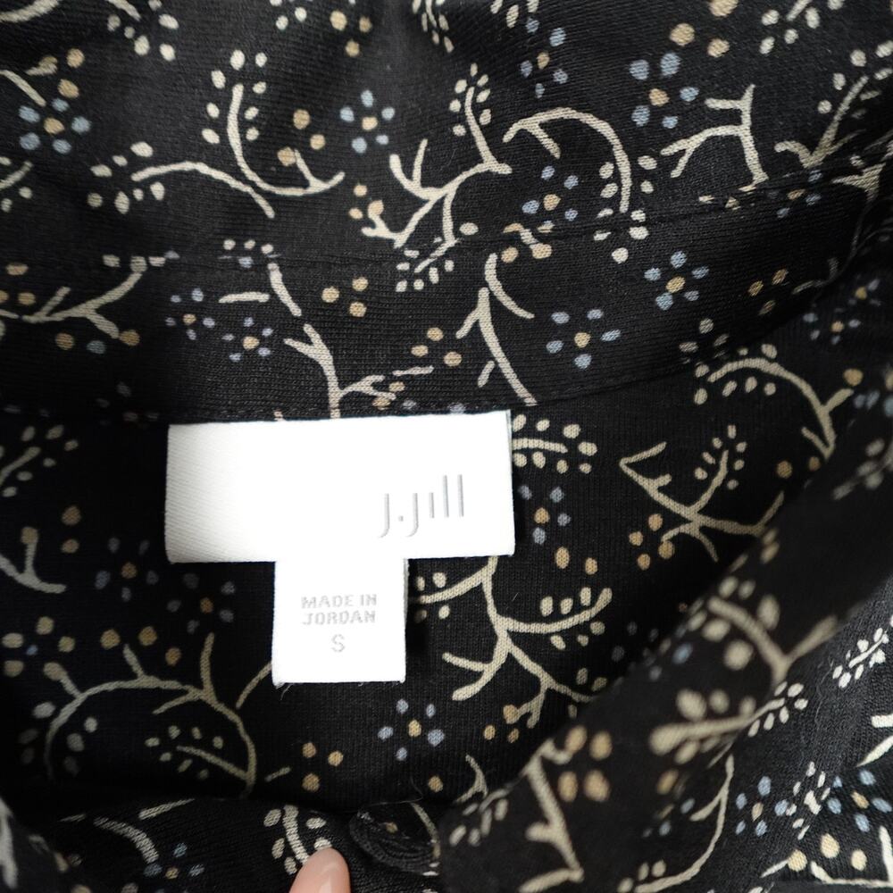 J. Jill Top Womens‎ Small Tunic Button Front Floral Long Sleeve Casual Black - Picture 2 of 10